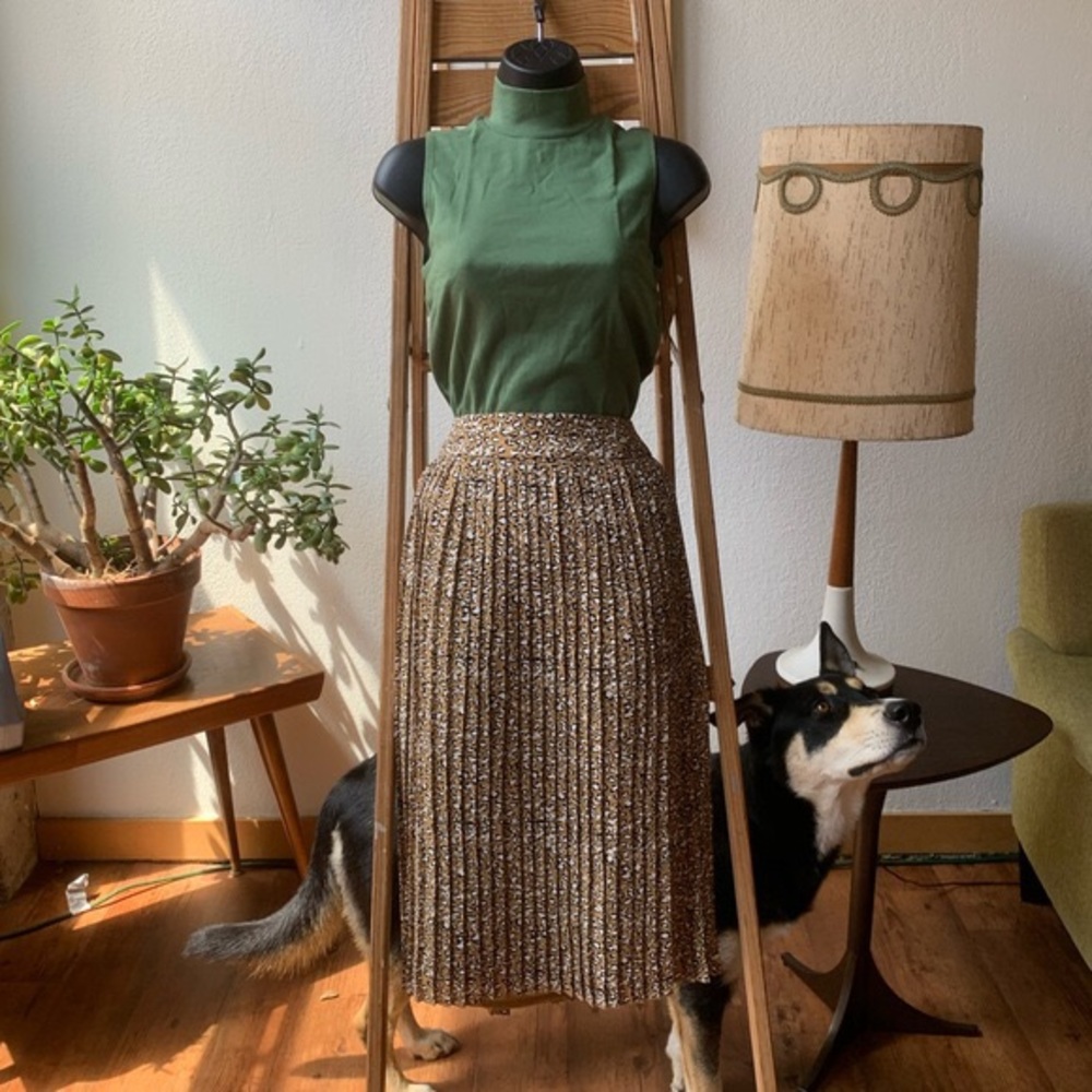 JCrew Leopard Print Pleated Midi Skirt